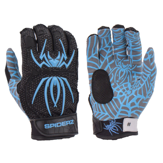 Spiderz HYBRID Batting Gloves - Black/Columbia Blue - Smash It Sports