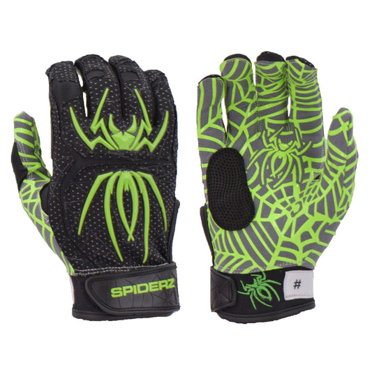 Spiderz HYBRID Batting Gloves - Black/Neon Green - Smash It Sports
