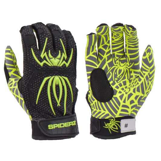 Spiderz HYBRID Batting Gloves - Black/Neon Yellow - Smash It Sports