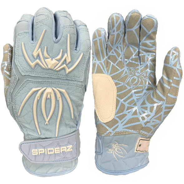 Spiderz HYBRID Batting Gloves - Columbia Blue/White - Smash It Sports