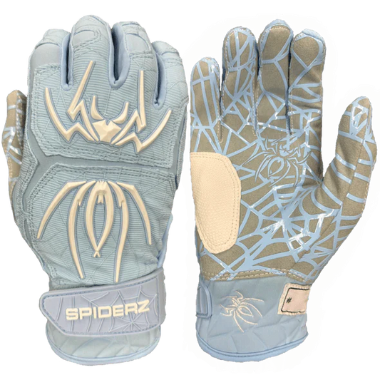 Spiderz HYBRID Batting Gloves - Columbia Blue/White - Smash It Sports