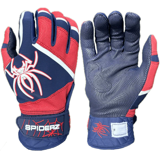 Spiderz Pro Premier Batting Gloves - Navy Blue/Red/White - Smash It Sports
