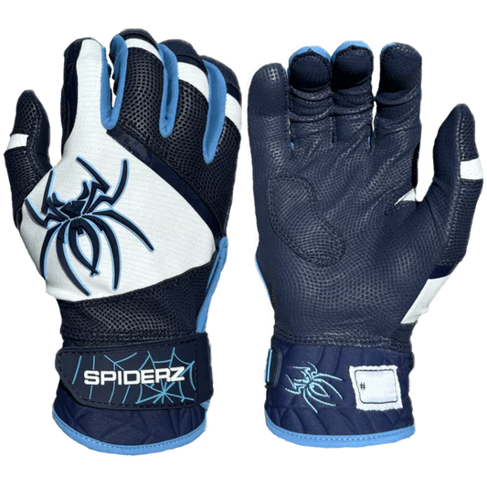 Spiderz Pro Premier Batting Gloves - Navy Blue/White/Columbia Blue - Smash It Sports