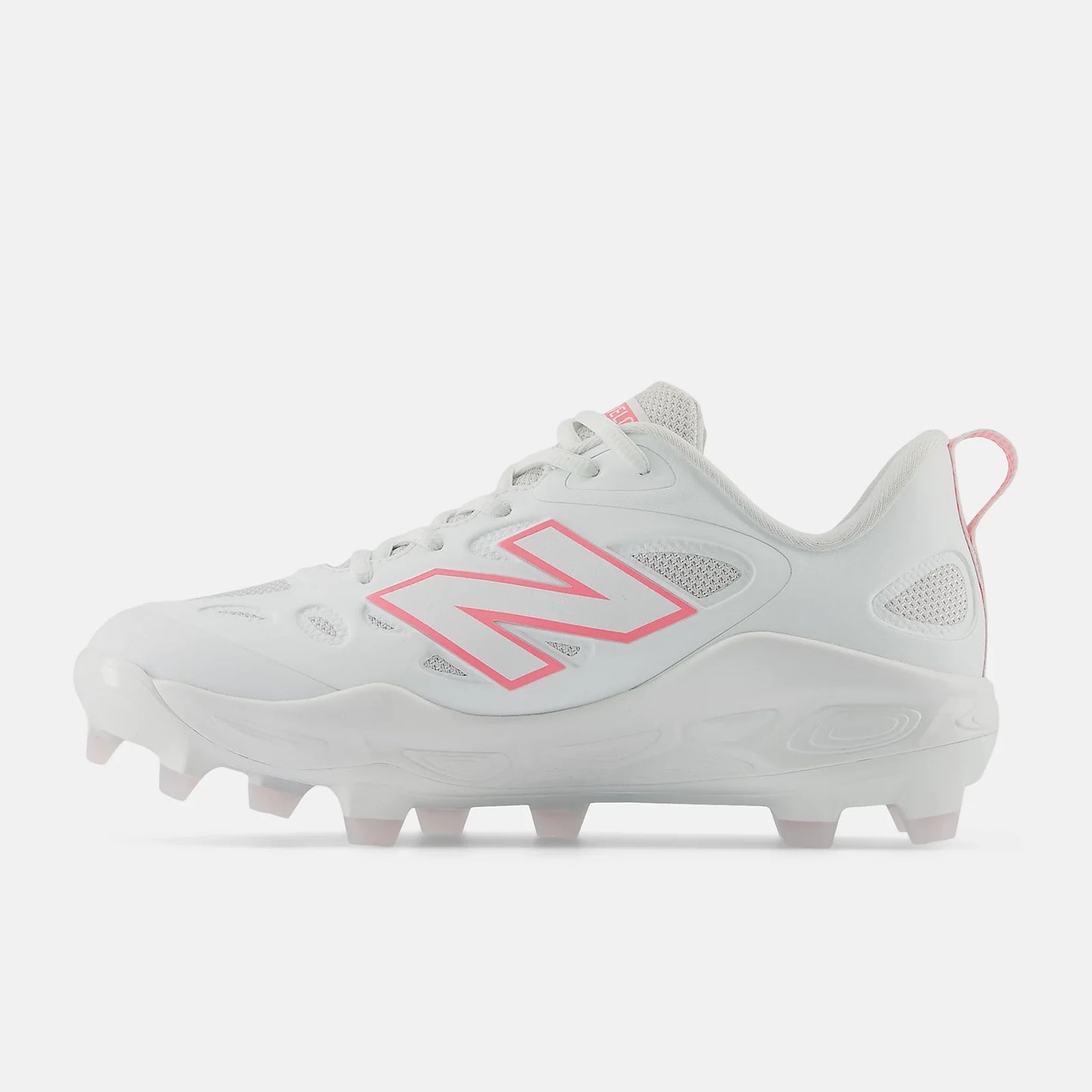 New Balance Women's Fresh Foam X Velo v4 Molded Softball Cleats - White with Ultra Pink SPVELOM4