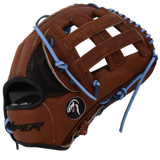 Viper Japanese Kip Leather Slowpitch Softball Fielding Glove  Brown/Black/Carolina – Primary View | Smash It Sports