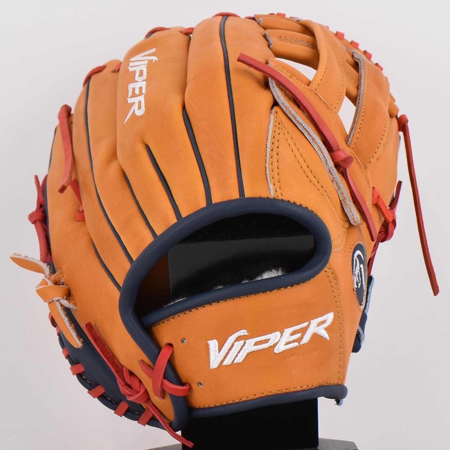 Viper Japanese Kip Leather Slowpitch Softball Fielding Glove - Tan/Navy – Product View | Smash It Sports | leather, kip, pro