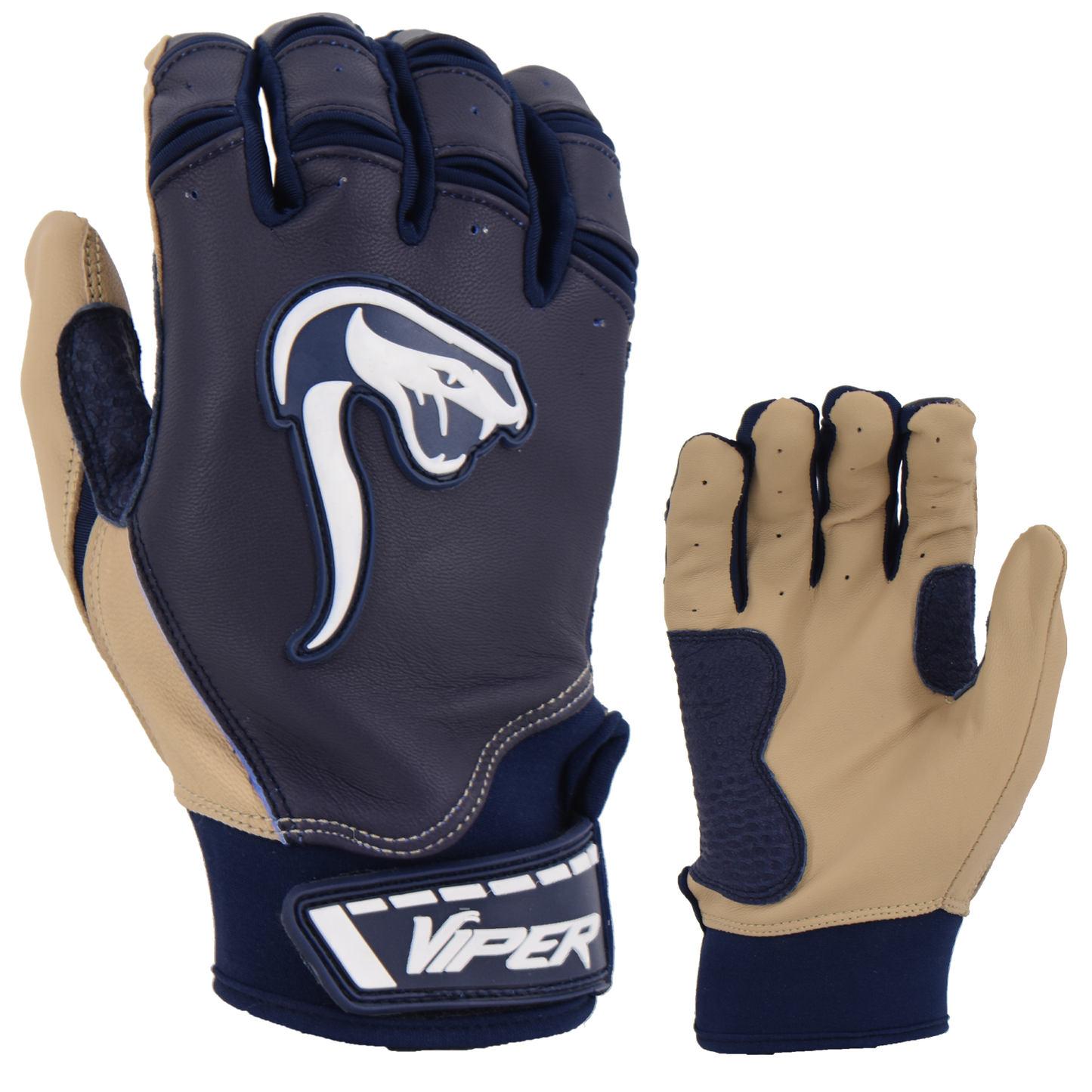 Viper Grindstone Short Cuff Batting Glove - Navy/Tan