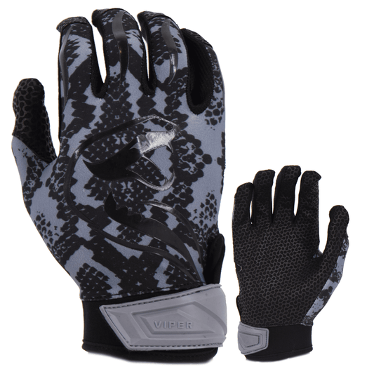 Viper Lite Premium Batting Gloves Leather Palm - Viper Skin Edition - Charcoal/Black