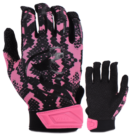 Viper Lite Premium Batting Gloves Leather Palm - Viper Skin Edition - Pink/Black