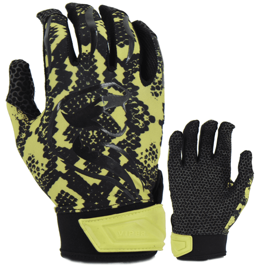 Viper Lite Premium Batting Gloves Leather Palm - Viper Skin Edition - Volt/Black