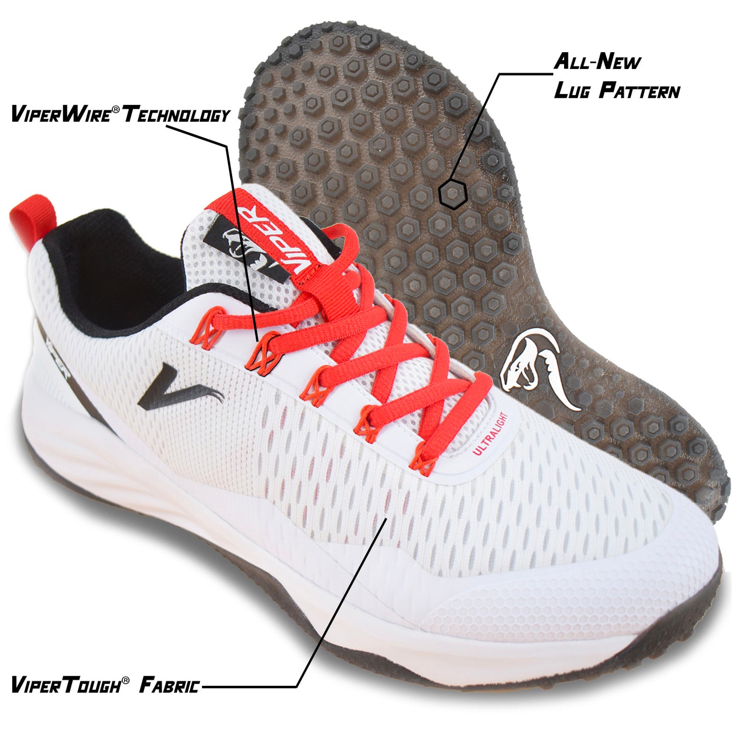 Viper Ultralight Turf Shoe (White/Gold)