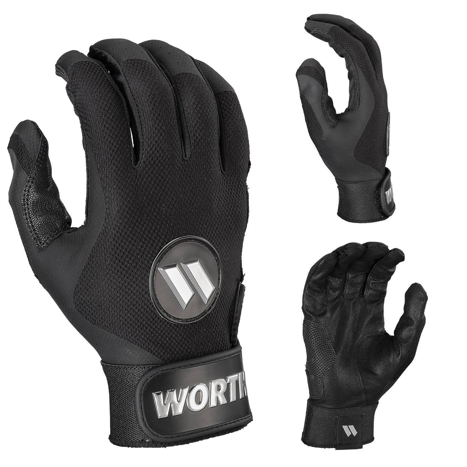 Worth Pro Series Slowpitch Batting Gloves - Black – Primary View | Smash It Sports