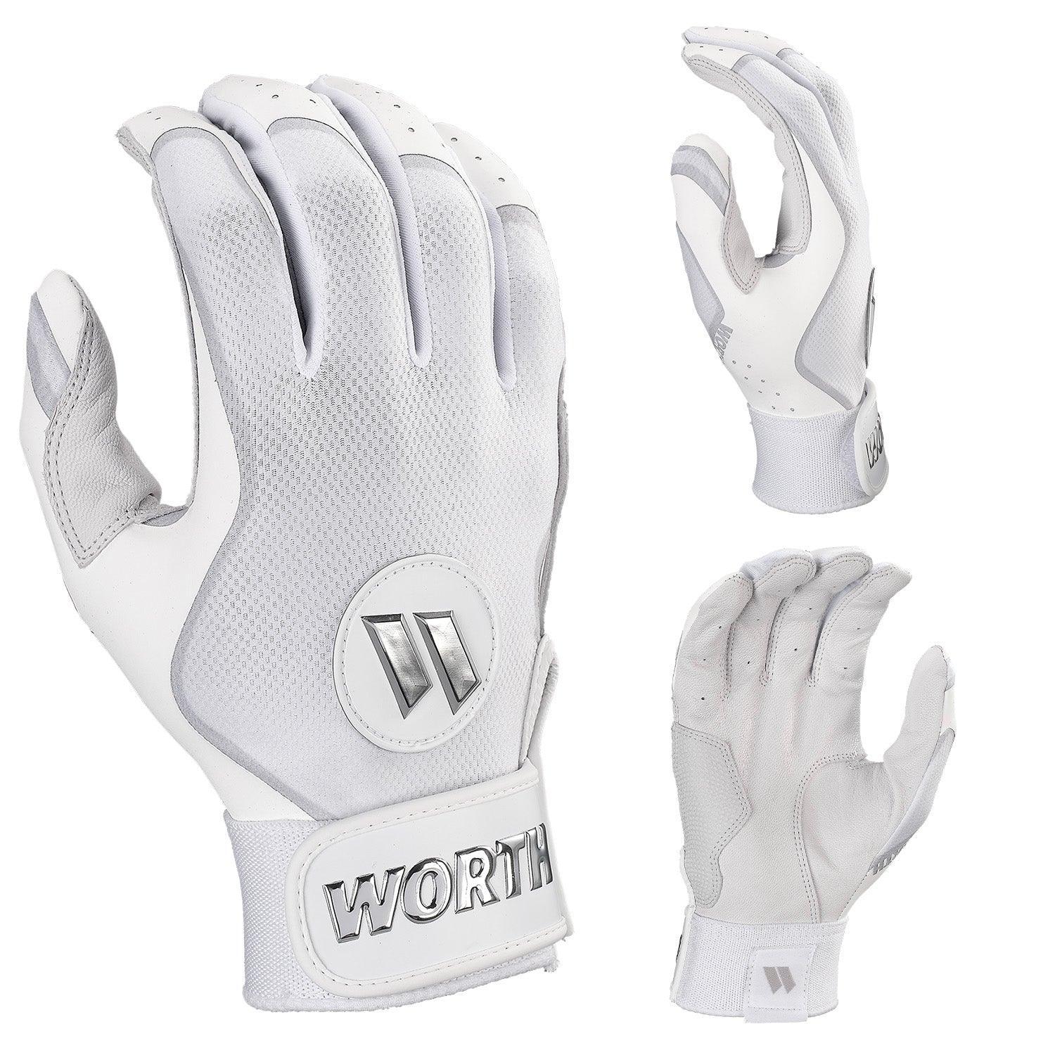 Worth Pro Series Slowpitch Batting Gloves - White – Primary View | Smash It Sports