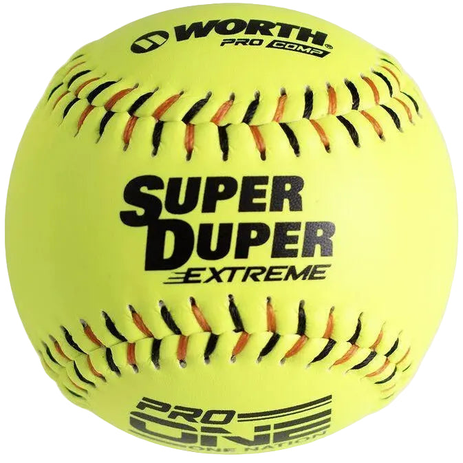 Worth Super Duper Extreme Black/Orange Stitch Pro Comp 44/375 One Nation 12" Slowpitch Softballs – Product View | Smash It Sp