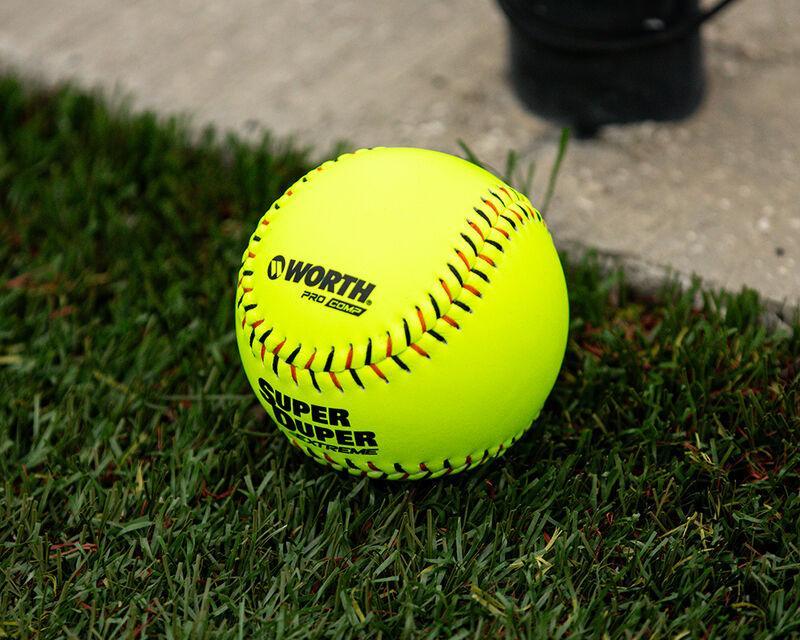 Worth Super Duper Extreme Black/Orange Stitch Pro Comp 44/375 One Nation 12" Slowpitch Softballs – Product View | Smash It Sp