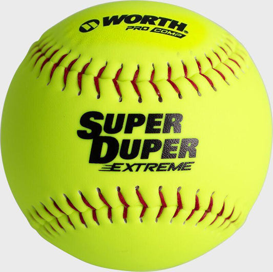 Worth Super Duper Extreme Red Stitch Pro Comp 44/375 12" Slowpitch Softballs - Smash It Sports
