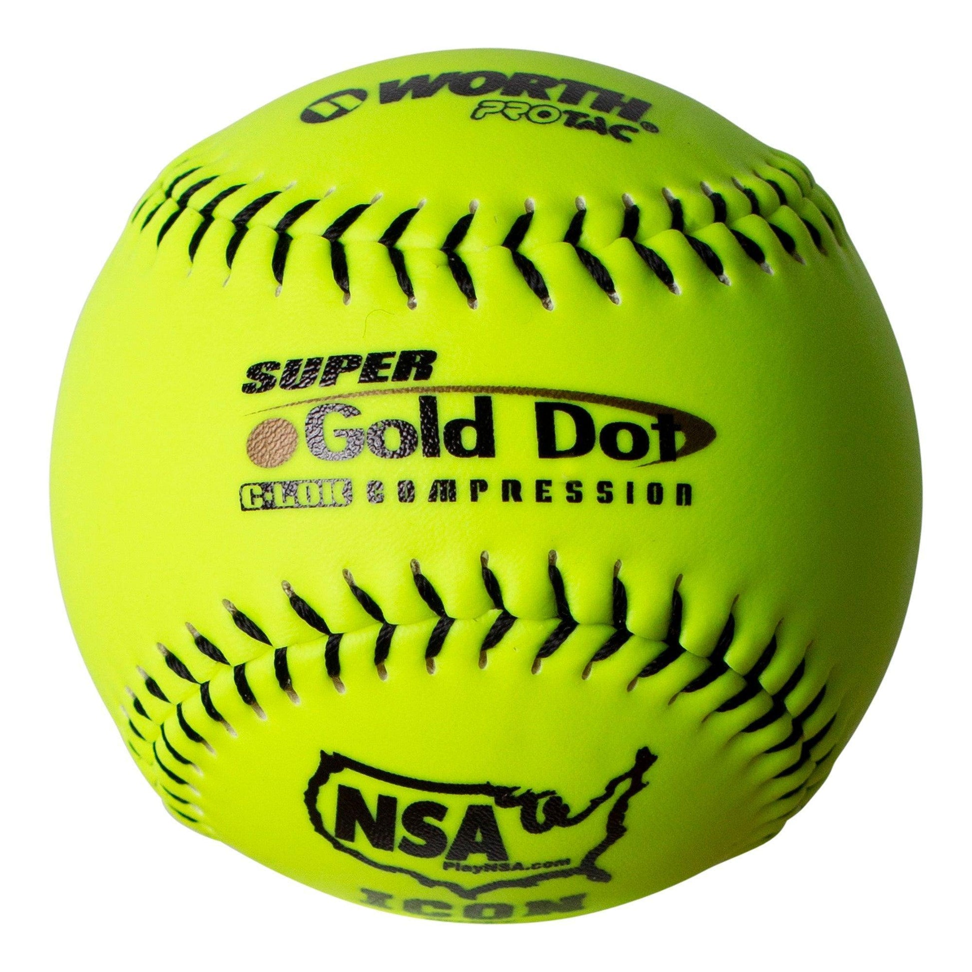Worth Super Gold Dot 44/400 NSA 12" Slowpitch Softballs - NI12SY – Primary View | Smash It Sports